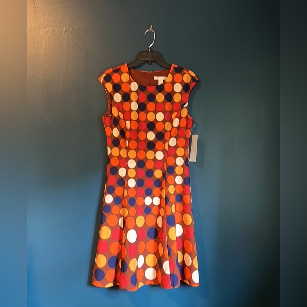 NWT London Times cap sleeve polka-dot fit & flare dress